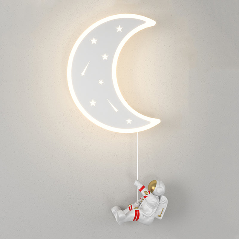 Cartoon LED Wall Light Astronaut and Moon Shaped Sconce Light for Kids Room
