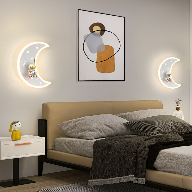 Cartoon LED Wall Light Astronaut and Moon Shaped Sconce Light for Kids Room