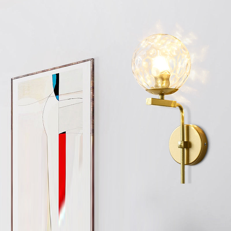 Modern Spherical Glass Wall Light Fixture 1-Bulb Bedroom Wall Sconce Light