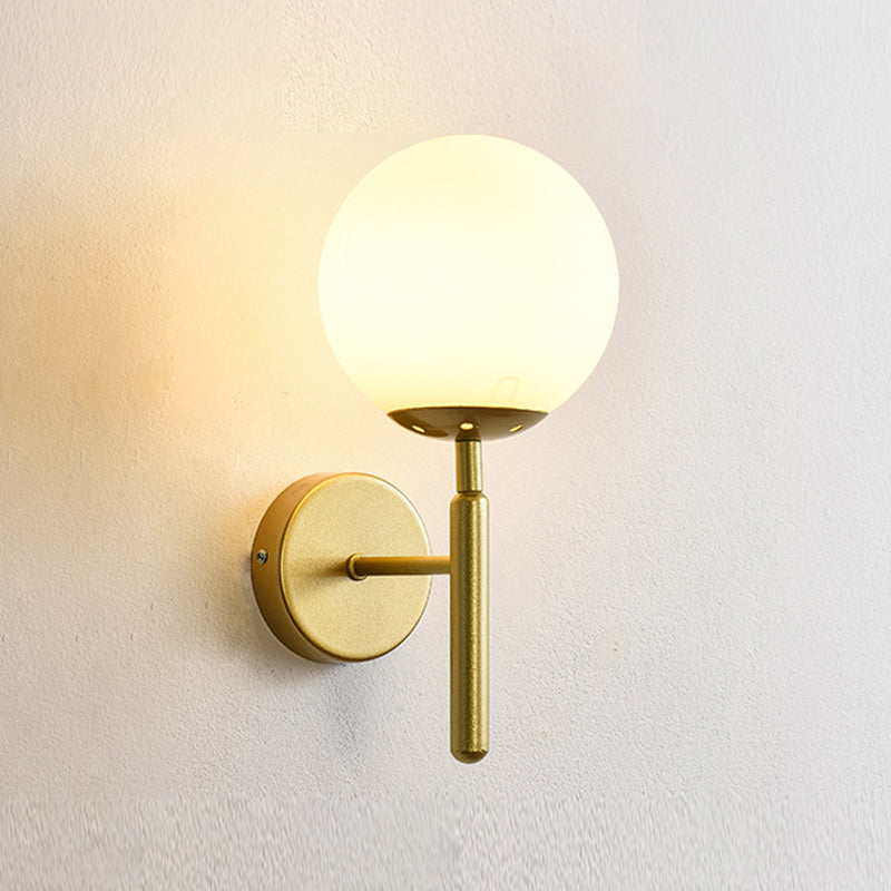 Modern Spherical Glass Wall Light Fixture 1-Bulb Bedroom Wall Sconce Light