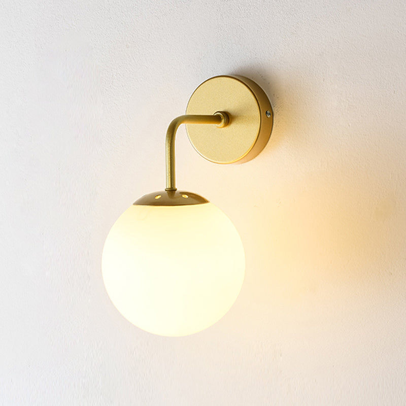 Modern Spherical Glass Wall Light Fixture 1-Bulb Bedroom Wall Sconce Light