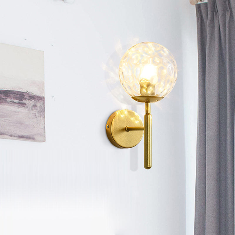 Modern Spherical Glass Wall Light Fixture 1-Bulb Bedroom Wall Sconce Light