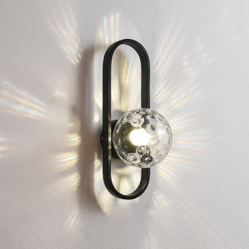 Modern Spherical Glass Wall Light Fixture 1-Bulb Bedroom Wall Sconce Light
