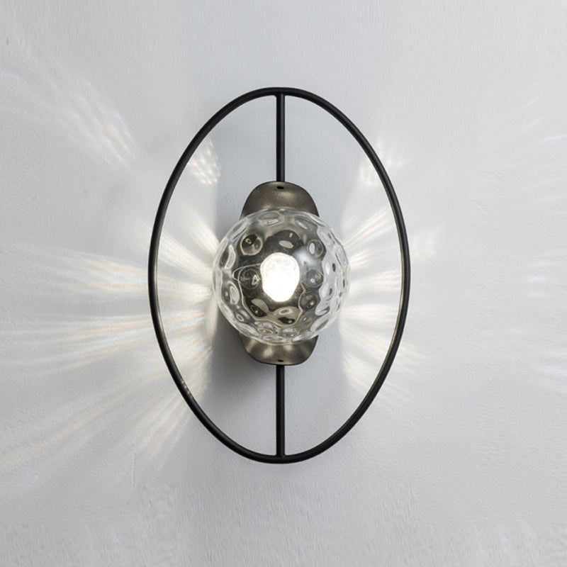 Modern Spherical Glass Wall Light Fixture 1-Bulb Bedroom Wall Sconce Light