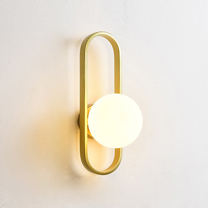 Modern Spherical Glass Wall Light Fixture 1-Bulb Bedroom Wall Sconce Light