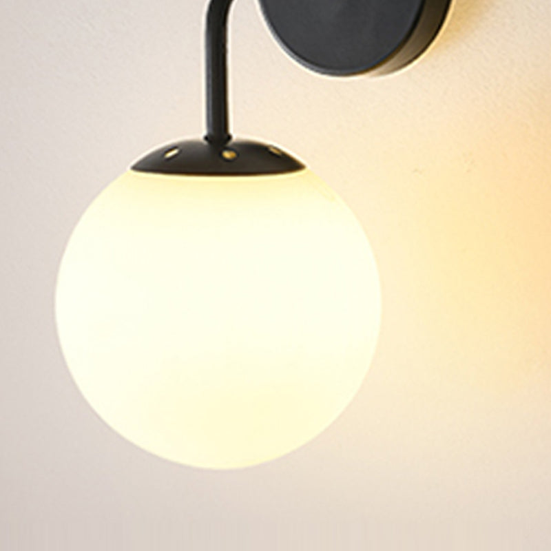 Modern Spherical Glass Wall Light Fixture 1-Bulb Bedroom Wall Sconce Light