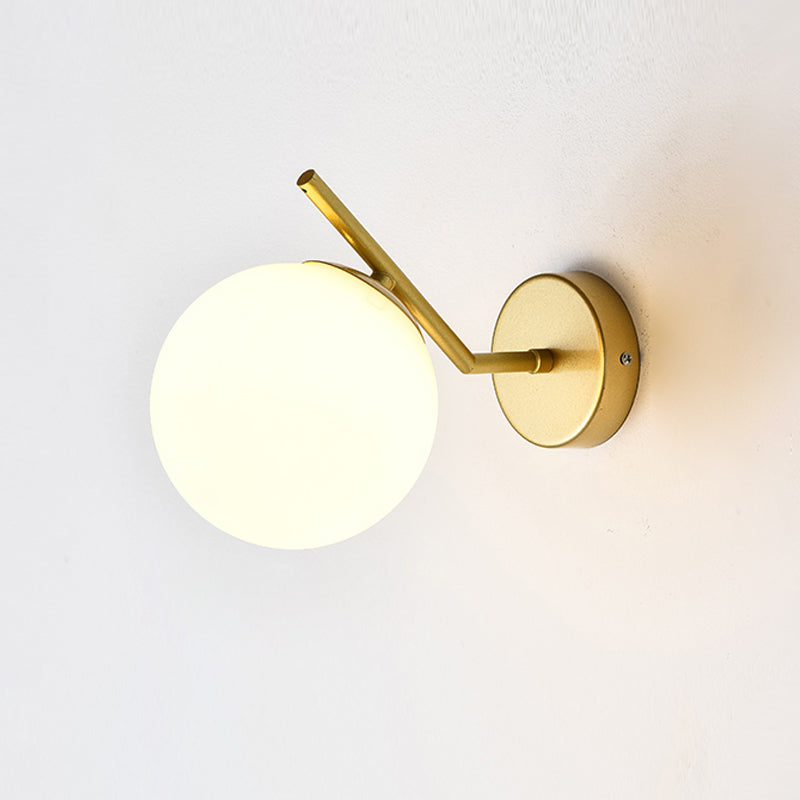 Modern Spherical Glass Wall Light Fixture 1-Bulb Bedroom Wall Sconce Light