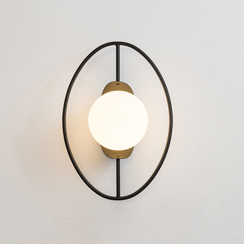 Modern Spherical Glass Wall Light Fixture 1-Bulb Bedroom Wall Sconce Light
