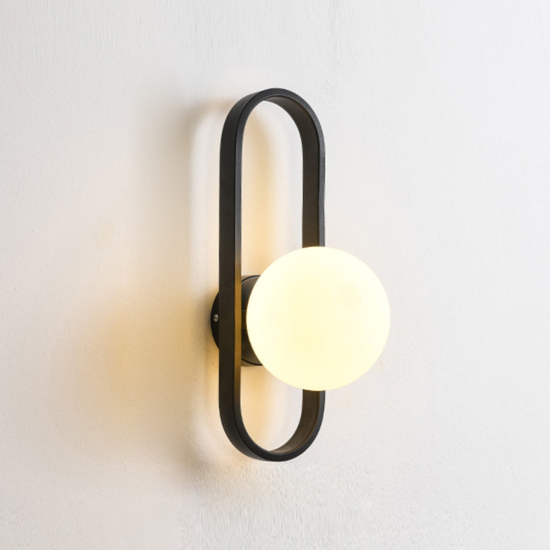 Modern Spherical Glass Wall Light Fixture 1-Bulb Bedroom Wall Sconce Light