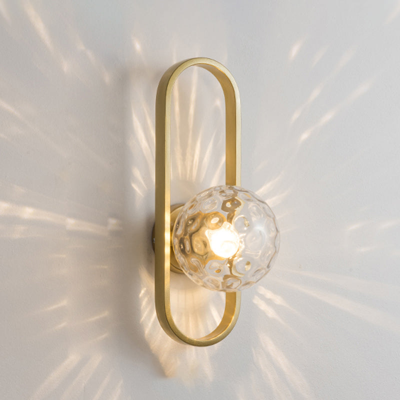 Modern Spherical Glass Wall Light Fixture 1-Bulb Bedroom Wall Sconce Light