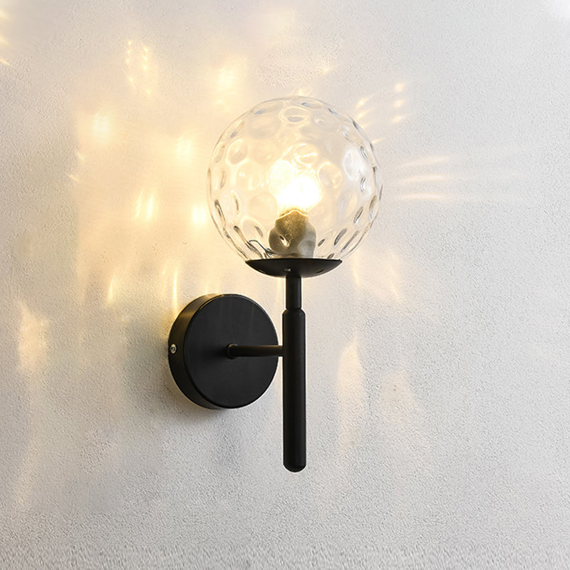 Modern Spherical Glass Wall Light Fixture 1-Bulb Bedroom Wall Sconce Light