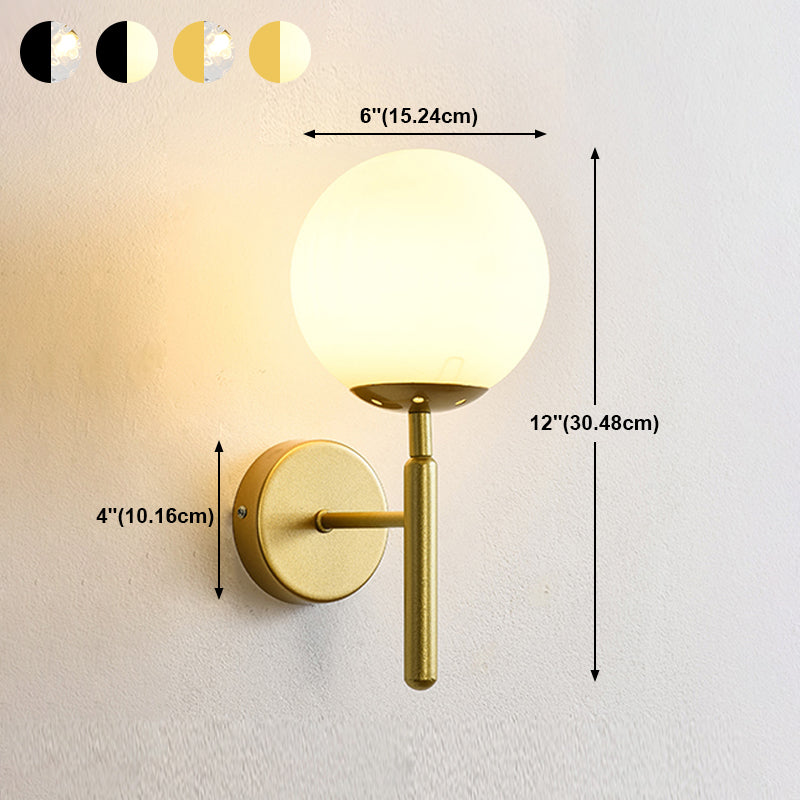 Modern Spherical Glass Wall Light Fixture 1-Bulb Bedroom Wall Sconce Light