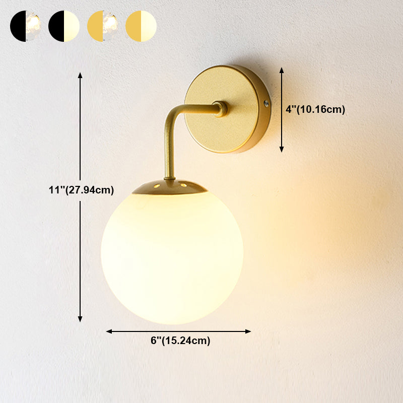 Modern Spherical Glass Wall Light Fixture 1-Bulb Bedroom Wall Sconce Light