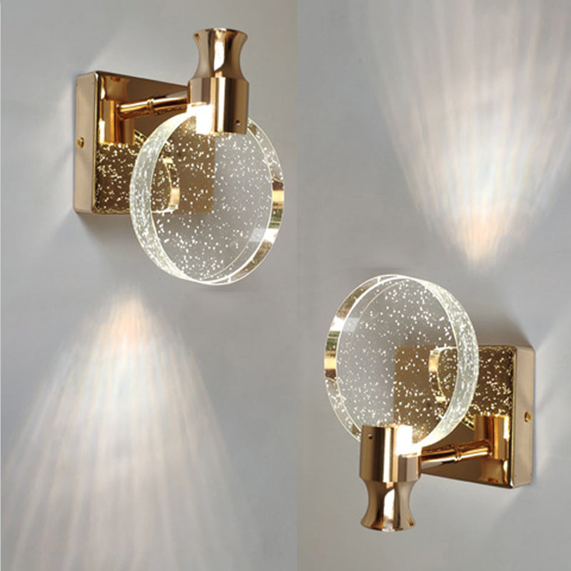 Round Vanity Lighting Modern Style Crystal 1 Light Vanity Wall Sconce