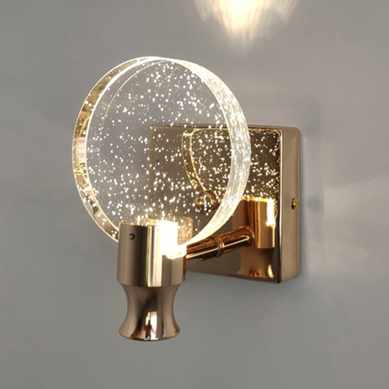 Round Vanity Lighting Modern Style Crystal 1 Light Vanity Wall Sconce