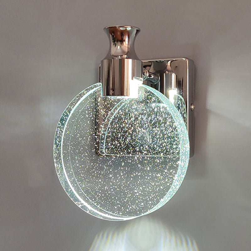 Round Vanity Lighting Modern Style Crystal 1 Light Vanity Wall Sconce