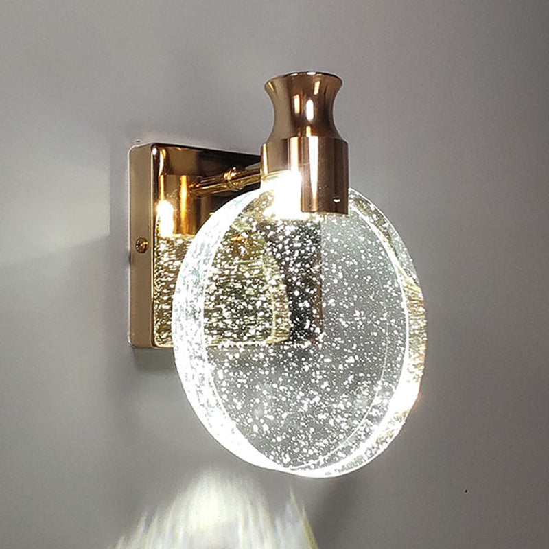 Round Vanity Lighting Modern Style Crystal 1 Light Vanity Wall Sconce