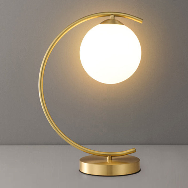 Glass Round Night Table Lamp Minimalist Style Table Light for Bedroom