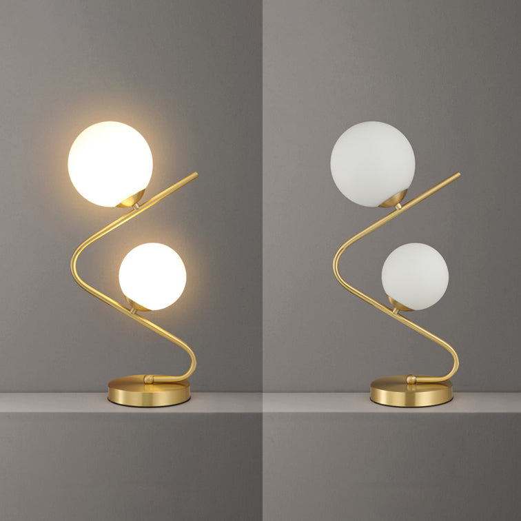 Glass Round Night Table Lamp Minimalist Style Table Light for Bedroom