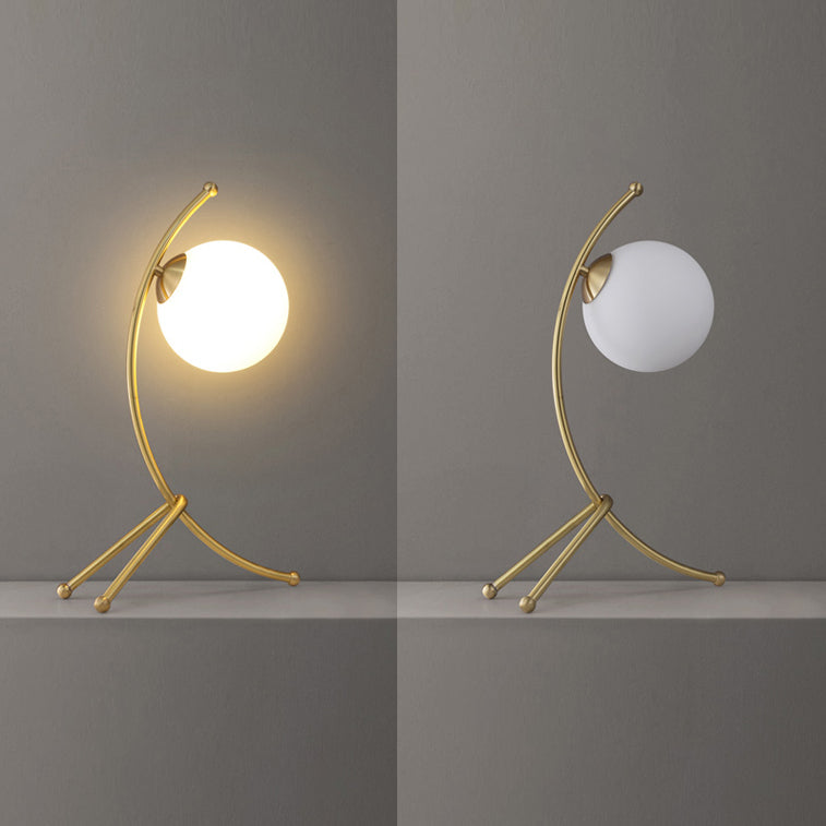 Glass Round Night Table Lamp Minimalist Style Table Light for Bedroom