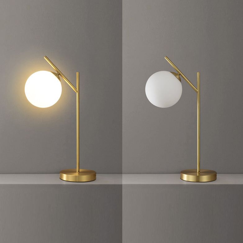 Glass Round Night Table Lamp Minimalist Style Table Light for Bedroom