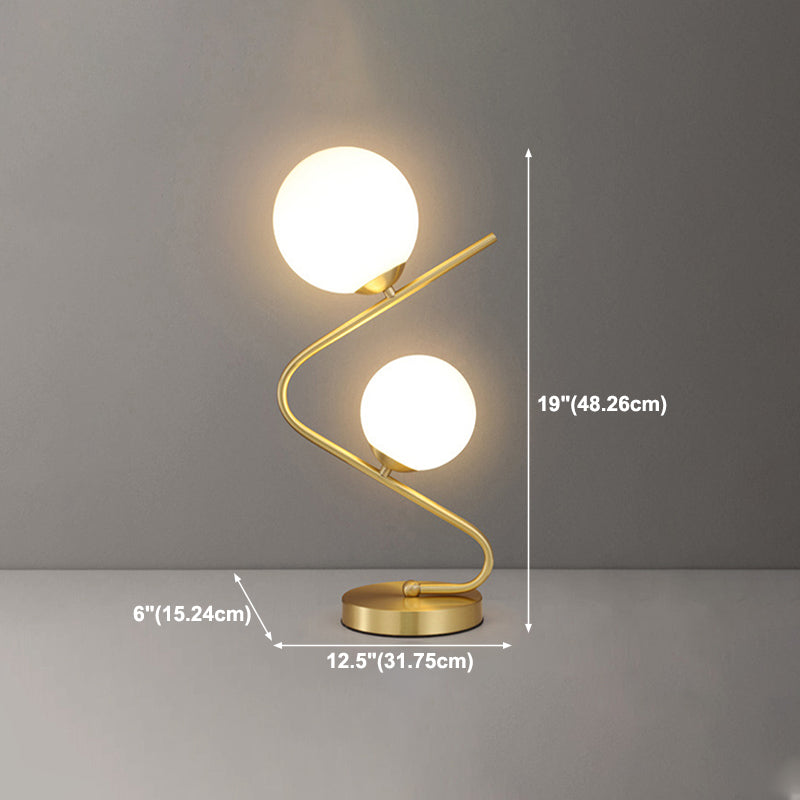Glass Round Night Table Lamp Minimalist Style Table Light for Bedroom