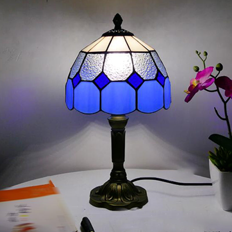 Tiffany Style Table Lamp 1-Light Desk Light with Glass Shade for Living Room