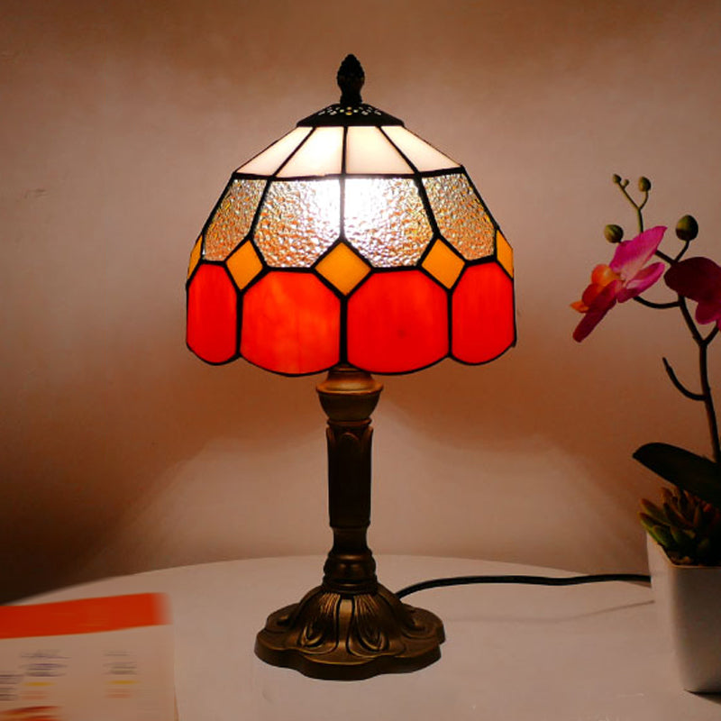 Tiffany Style Table Lamp 1-Light Desk Light with Glass Shade for Living Room