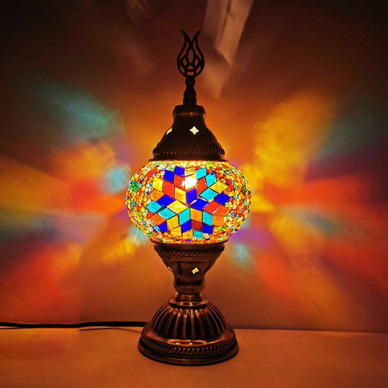 Vintage Moroccan Desk Lamp Turkish Style Glass Table Lamp Fixture for Bedroom
