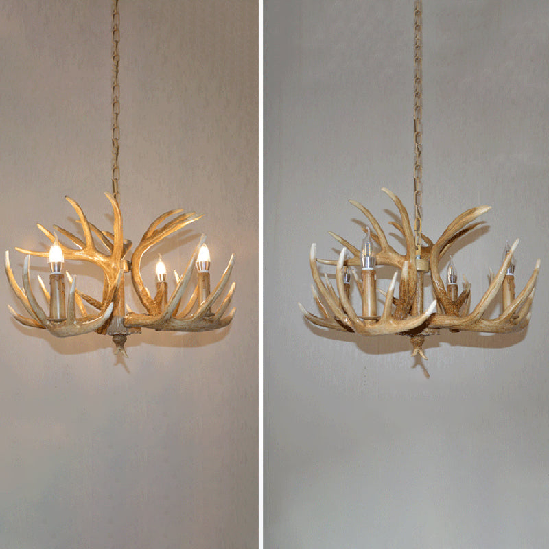 Resin Candle Shape Hanging Ceiling Light American Style Multi Lights Hanging Light