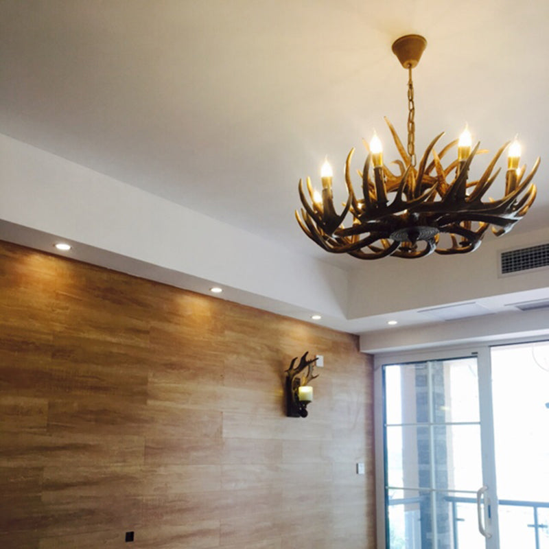 Resin Candle Shape Hanging Ceiling Light American Style Multi Lights Hanging Light