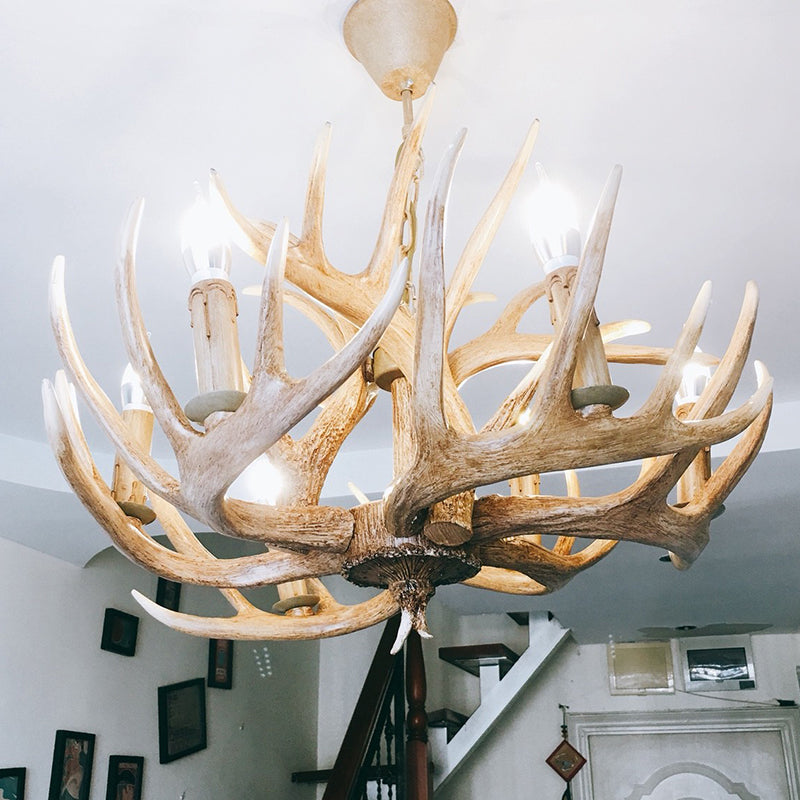 Resin Candle Shape Hanging Ceiling Light American Style Multi Lights Hanging Light