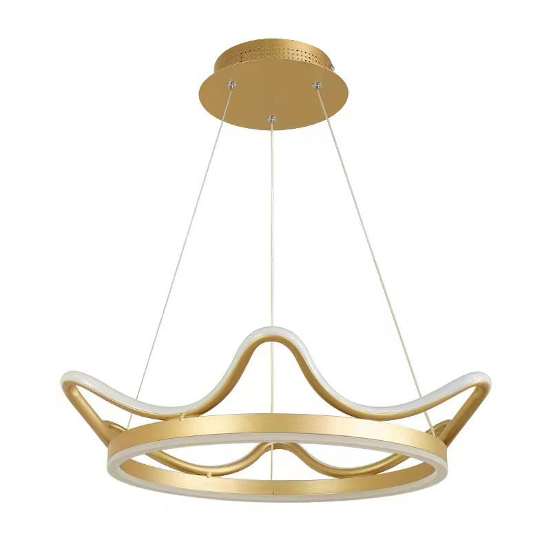 Modern Crown Chandelier Lights Metal 2 Light Chandelier Light Fixture in Gold