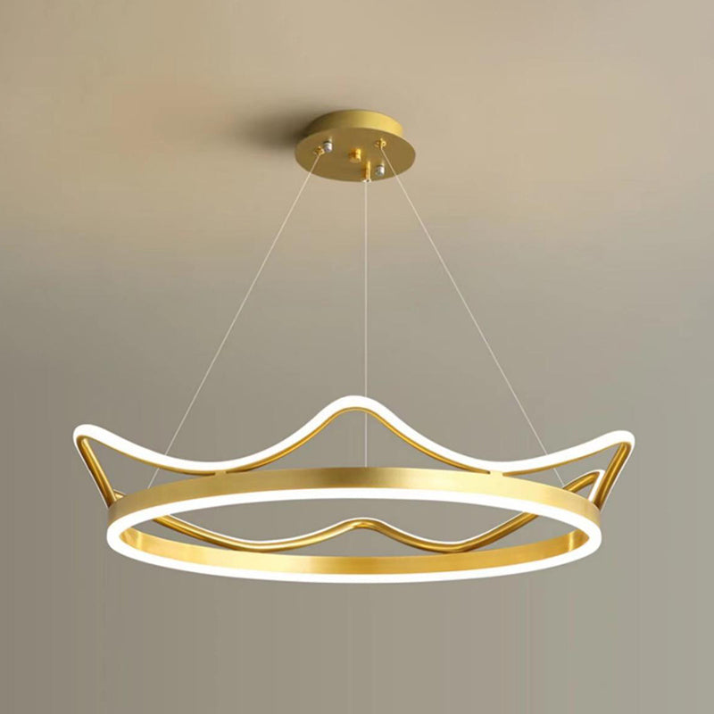 Modern Crown Chandelier Lights Metal 2 Light Chandelier Light Fixture in Gold
