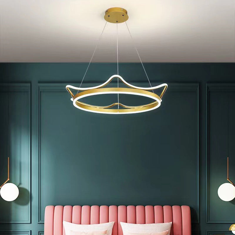 Modern Crown Chandelier Lights Metal 2 Light Chandelier Light Fixture in Gold