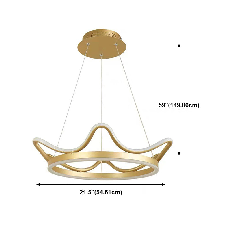 Modern Crown Chandelier Lights Metal 2 Light Chandelier Light Fixture in Gold