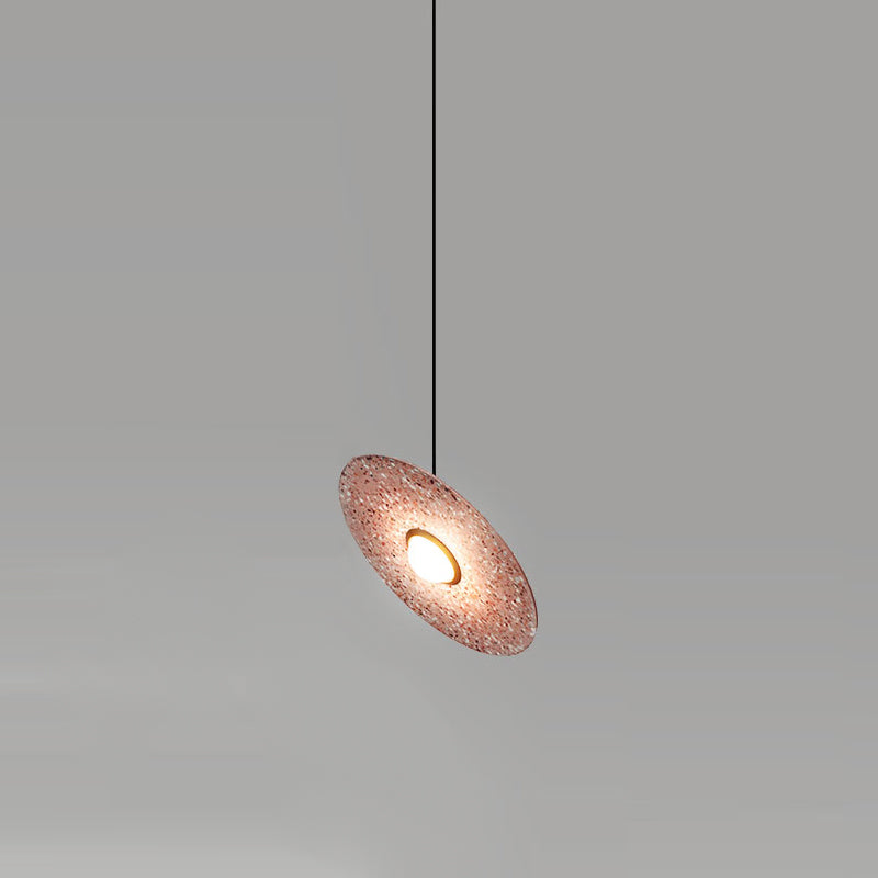 Modern Circle Pendant Light Fixture 1-Light Terrazzo Bar Hanging Ceiling Light