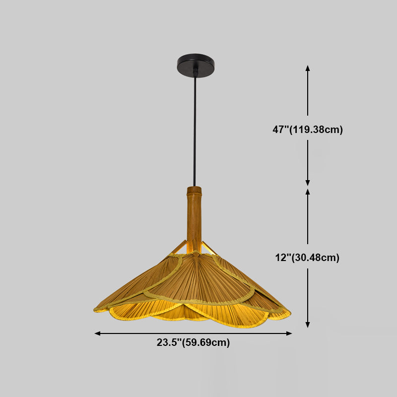 Hand-Weave Bamboo Pendant Lighting Asian 1-Bulb Hanging Light for Staircase