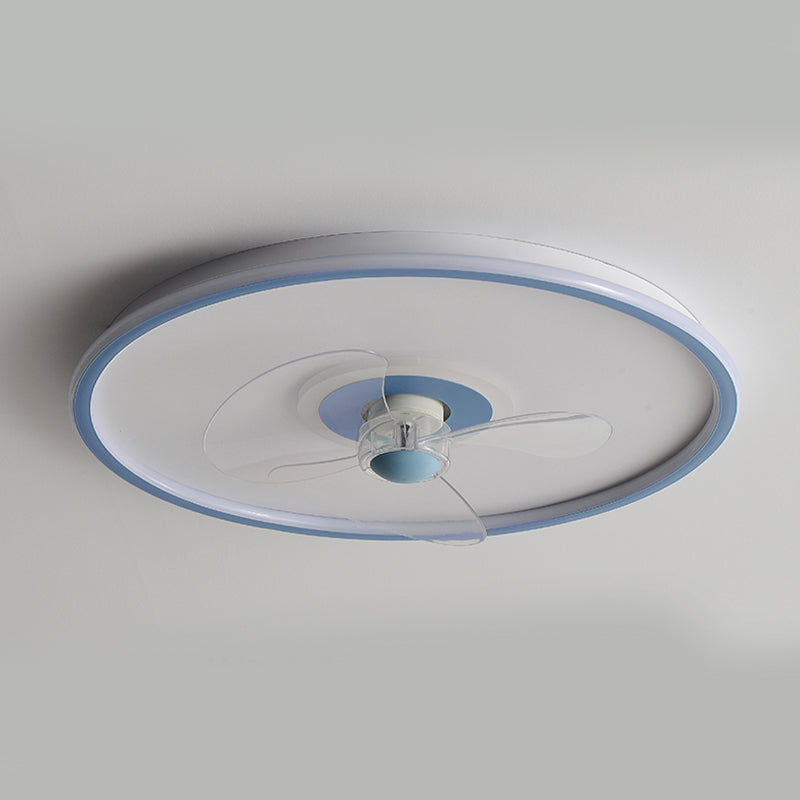 Nordic Round Fan Light Metal Colorful LED Flush Mount Light for Bedroom