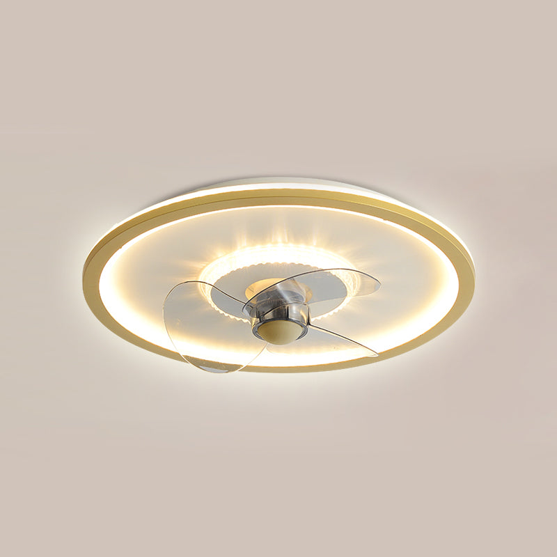 Nordic Round Fan Light Metal Colorful LED Flush Mount Light for Bedroom