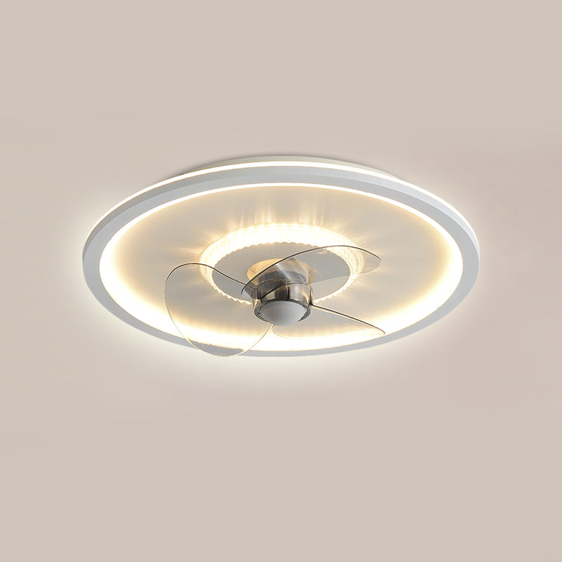 Nordic Round Fan Light Metal Colorful LED Flush Mount Light for Bedroom