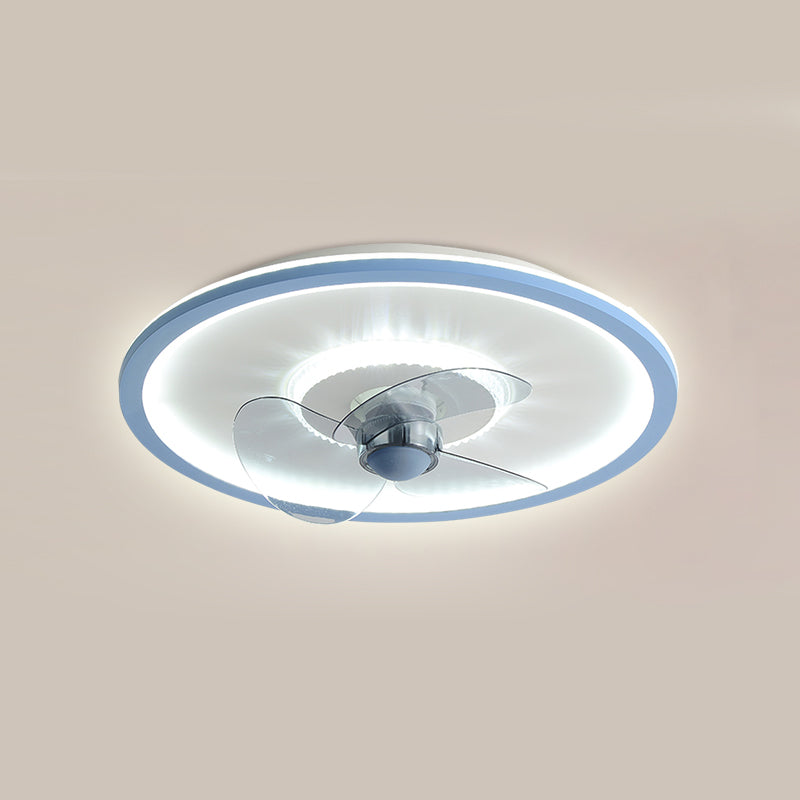 Nordic Round Fan Light Metal Colorful LED Flush Mount Light for Bedroom