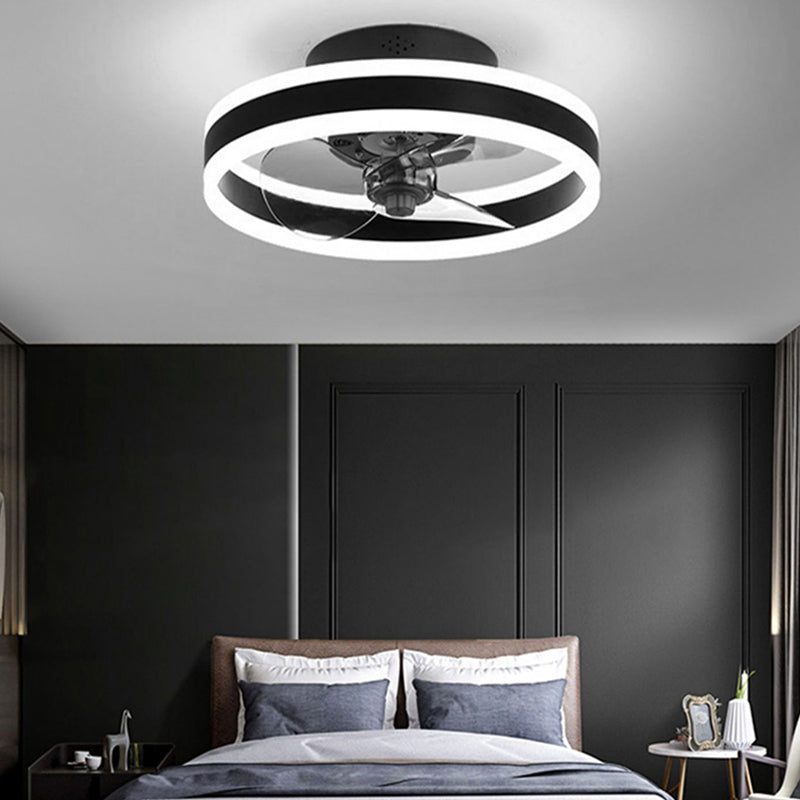 Modern Style Round Shape Fan Light Metal LED Flush Mount Light for Bedroom