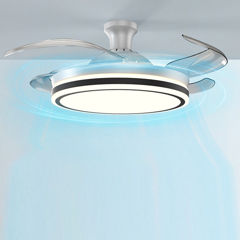 Modern LED Ceiling Fan Light Metal Stripes Semi Flush Mount LED Light