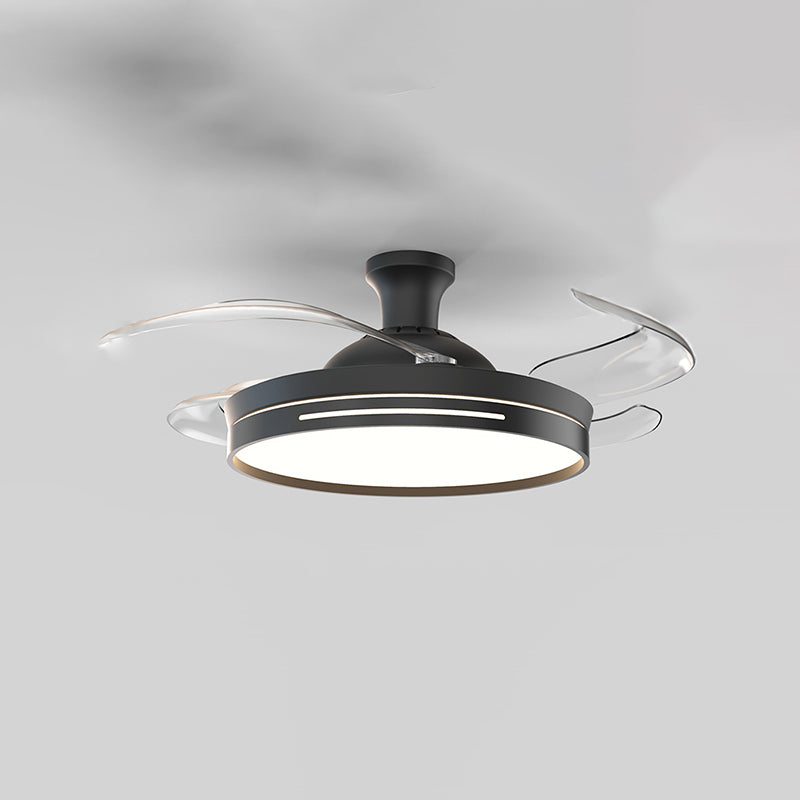 Reversible Blades LED Fan Light Minimalist Dining Room Semi Flush Mount Ceiling Light