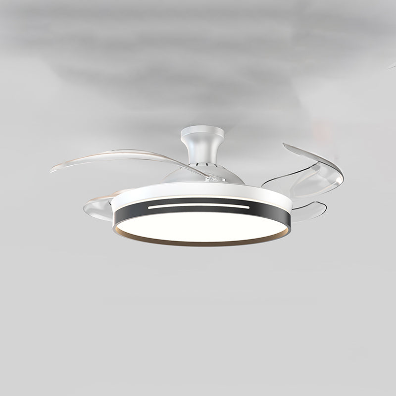 Reversible Blades LED Fan Light Minimalist Dining Room Semi Flush Mount Ceiling Light