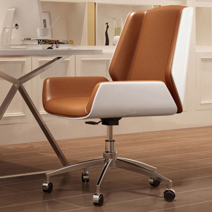 Contemporary Mid Back Task Chair with Padded Arms Upholstered Desk Chair with Metal Frame