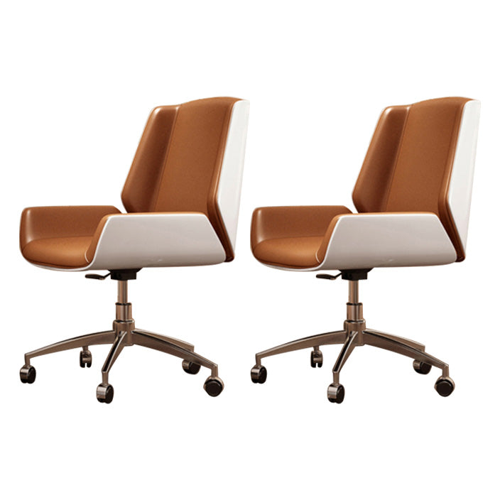 Contemporary Mid Back Task Chair with Padded Arms Upholstered Desk Chair with Metal Frame