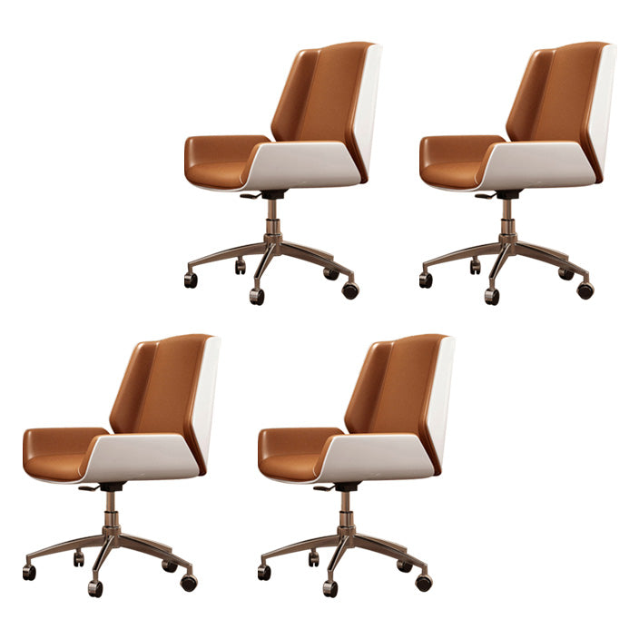 Contemporary Mid Back Task Chair with Padded Arms Upholstered Desk Chair with Metal Frame