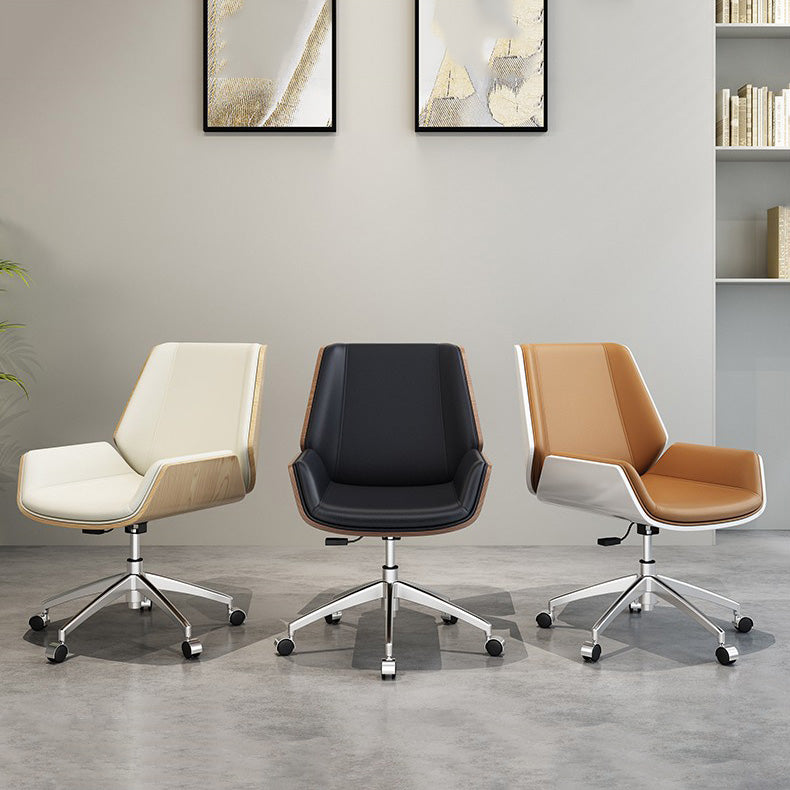 Contemporary Mid Back Task Chair with Padded Arms Upholstered Desk Chair with Metal Frame